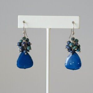 Blue Dangle Pierced Earrings